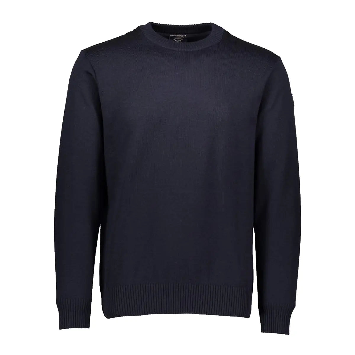 Navy Pure Wool Bretagne Round Neck Sweater