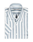Robert Old - White & Grey Striped Zephirlino Short Sleeve Shirt S/S SHIRTS Robert Old