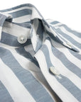 Robert Old - White & Grey Striped Zephirlino Short Sleeve Shirt S/S SHIRTS Robert Old