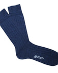 Robert Old - Blue Melange Wool Ribbed Socks SOCKS Robert Old