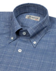 Robert Old - Blue Twill Check Flanello Junior Cotton Long Sleeve Shirt L/S SHIRTS Robert Old