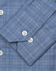 Robert Old - Blue Twill Check Flanello Junior Cotton Long Sleeve Shirt L/S SHIRTS Robert Old