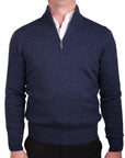 Robert Old - Blue Virgin Wool & Cashmere Blend Zip Neck Sweater KNITWEAR Robert Old
