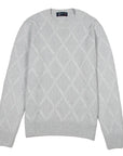 Robert Old - Ice Grey Diamond Knit Wool Blend Crewneck Jumper KNITWEAR Robert Old