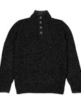 Robert Old - Charcoal Black Melange Buttoned-Neck Wool Jumper KNITWEAR Robert Old