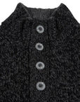 Robert Old - Charcoal Black Melange Buttoned-Neck Wool Jumper KNITWEAR Robert Old