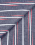 Robert Old - Grey, Red & White Stripe Zephir Long Sleeve Shirt L/S SHIRTS Robert Old