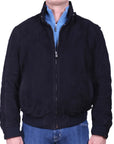 Robert Old - Midnight Blue Calf Suede Bomber Jacket LEATHERS Robert Old