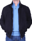Robert Old - Midnight Blue Calf Suede Bomber Jacket LEATHERS Robert Old