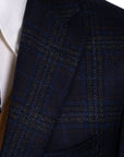 Robert Old - Navy Blue & Brown Check Wool & Cashmere Jacket JACKETS Robert Old