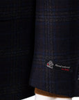 Robert Old - Navy Blue & Brown Check Wool & Cashmere Jacket JACKETS Robert Old