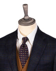Robert Old - Navy Blue & Brown Check Wool & Cashmere Jacket JACKETS Robert Old