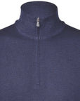 Robert Old - Navy Fine Knitted Wool Quarter Zip Sweater KNITWEAR Robert Old