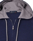 Robert Old - Navy Lightweight Cotton Cashmere Full Zip Hoodie KNITWEAR Robert Old