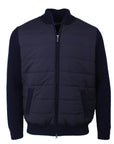 Robert Old - Navy Nylon Panelled Wool Cardigan KNITWEAR Robert Old