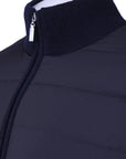 Robert Old - Navy Nylon Panelled Wool Cardigan KNITWEAR Robert Old