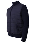 Robert Old - Navy Nylon Panelled Wool Cardigan KNITWEAR Robert Old