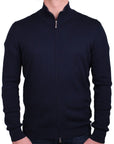 Robert Old - Navy Waffle Knit Full Zip Cardigan KNITWEAR Robert Old