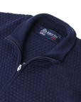 Robert Old - Navy Waffle Knit Full Zip Cardigan KNITWEAR Robert Old