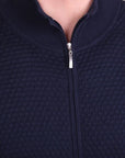 Robert Old - Navy Waffle Knit Full Zip Cardigan KNITWEAR Robert Old