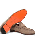 Santoni - Beige Suede Slip-On Loafers SHOES Santoni