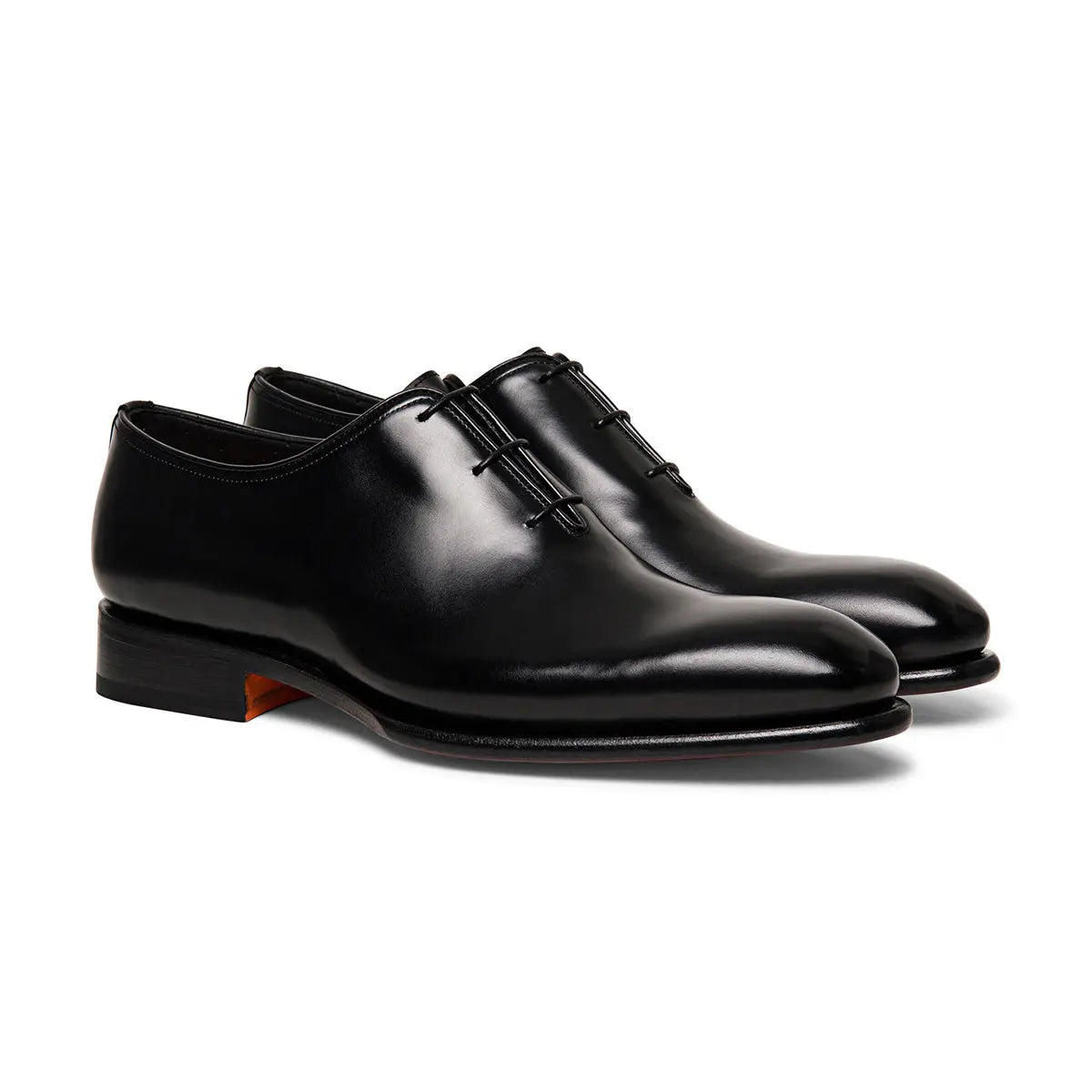 Santoni - Black Polished Leather Oxford Shoe SHOES Santoni