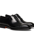 Santoni - Black Polished Leather Oxford Shoe SHOES Santoni