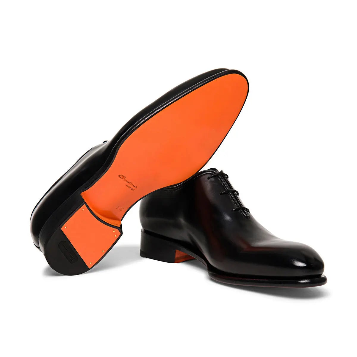 Santoni - Black Polished Leather Oxford Shoe SHOES Santoni