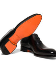 Santoni - Black Polished Leather Oxford Shoe SHOES Santoni
