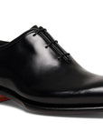 Santoni - Black Polished Leather Oxford Shoe SHOES Santoni