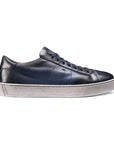 Santoni - Blue Leather Low-Top Sneakers SHOES Santoni
