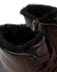 Santoni - Brown Fur-Lined Leather Double Buckle High Top Sneaker SHOES Santoni