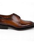 Santoni - Brown Hand-Aged Leather Derby Shoes SHOES Santoni