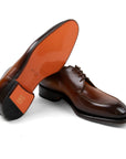 Santoni - Brown Hand-Aged Leather Derby Shoes SHOES Santoni