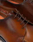 Santoni - Brown Hand-Aged Leather Derby Shoes SHOES Santoni
