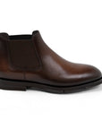 Santoni - Brown Textured Leather Chelsea Boots SHOES Santoni