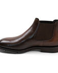 Santoni - Brown Textured Leather Chelsea Boots SHOES Santoni