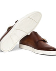 Santoni - Brown Tumbled Leather Double-Buckle Shoe SHOES Santoni
