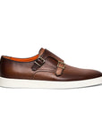 Santoni - Brown Tumbled Leather Double-Buckle Shoe SHOES Santoni