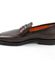Santoni - Brown Tumbled Leather Penny Loafer SHOES Santoni