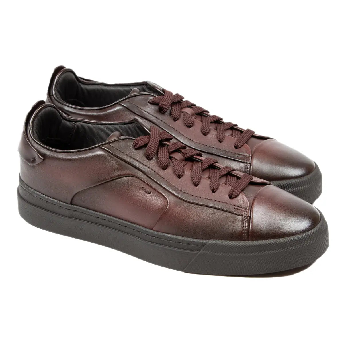 Santoni Burgundy Leather Low-Top Sneaker – Robert Old Co