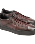 Santoni - Burgundy Leather Low-Top Sneaker SHOES Santoni