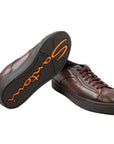 Santoni - Burgundy Leather Low-Top Sneaker SHOES Santoni