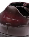 Santoni - Burgundy Leather Low-Top Sneaker SHOES Santoni