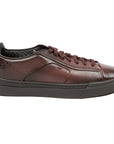 Santoni - Burgundy Leather Low-Top Sneaker SHOES Santoni
