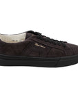 Santoni - Charcoal Suede Double Buckle Sneaker SHOES Santoni