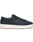 Santoni - Navy Blue Leather Low-Top Sneakers SHOES Santoni