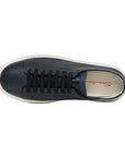 Santoni - Navy Blue Leather Low-Top Sneakers SHOES Santoni