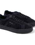 Santoni - Navy Fur-Lined Suede Double Buckle Sneaker SHOES Santoni