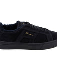 Santoni - Navy Fur-Lined Suede Double Buckle Sneaker SHOES Santoni